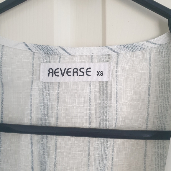 REVERSE womens size XS playsuit, light blue and white, adjustable front tie, NEW - Picture 4 of 9